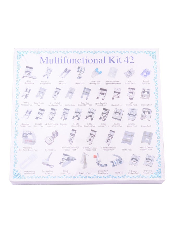 42-Piece Professional Sewing Machine Presser Feet Kit Silver - Image 3